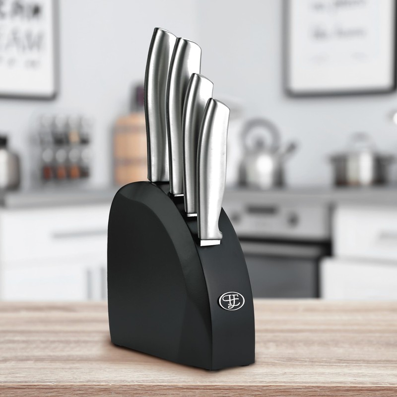 Hampton Forge Kobe–5PieceUtility KnifeBlockSet–Silver, 5 Piece