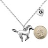 BANCHELLE Horse Necklace Heart Initial Pendant Necklace Silver with Pouch