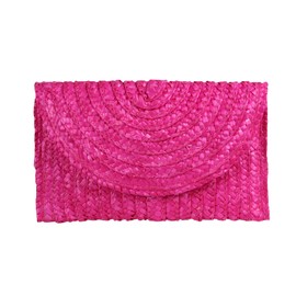 EVEOUT Women's Straw Clutch Handbag Summer Woven Purse Beach Holiday Wedding Handbag, Rose Red, Elegant