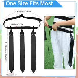 Junkin 6 Players Flag Football Belts and Flags Set Adjustable Football Belt for Youths Kids Teens Adults Training Equipment(Black)