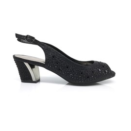 Enzo Romeo Lime01 Womens Open Toe Low Heel Wedding Rhinestone Wedge Sandal Shoes (8.5, Black)