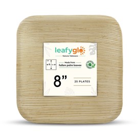 Leafyglo Natures Vajilla de hoja de palmera de 20,32 cm, 25 unidades, desechables, compostables, ecológicos, biodegradables