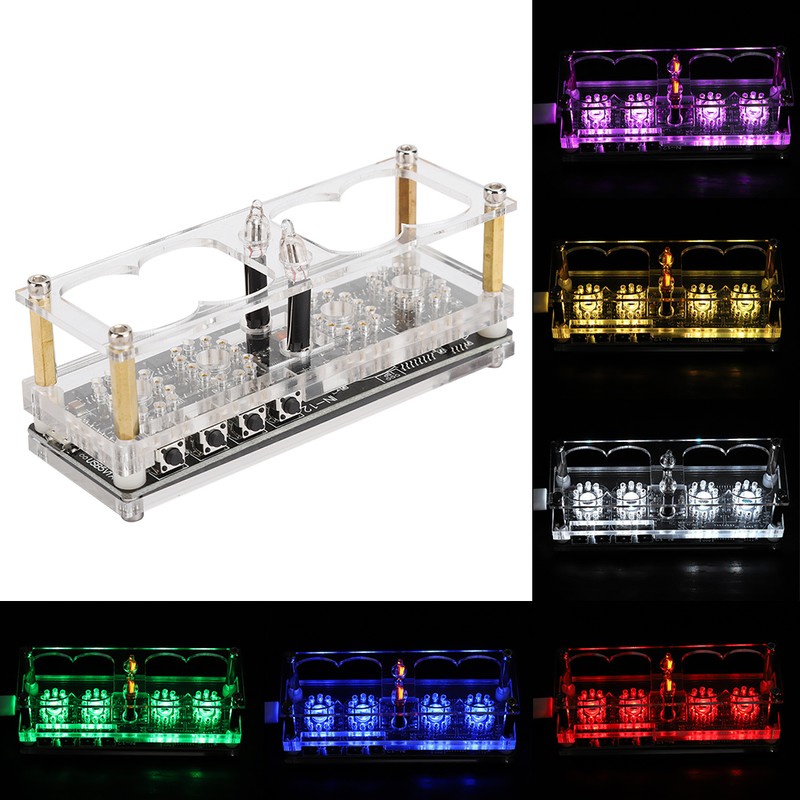 IN‑12 LED Tube Clock 4‑Bit Seven‑Color RGB LED Digital Nixie