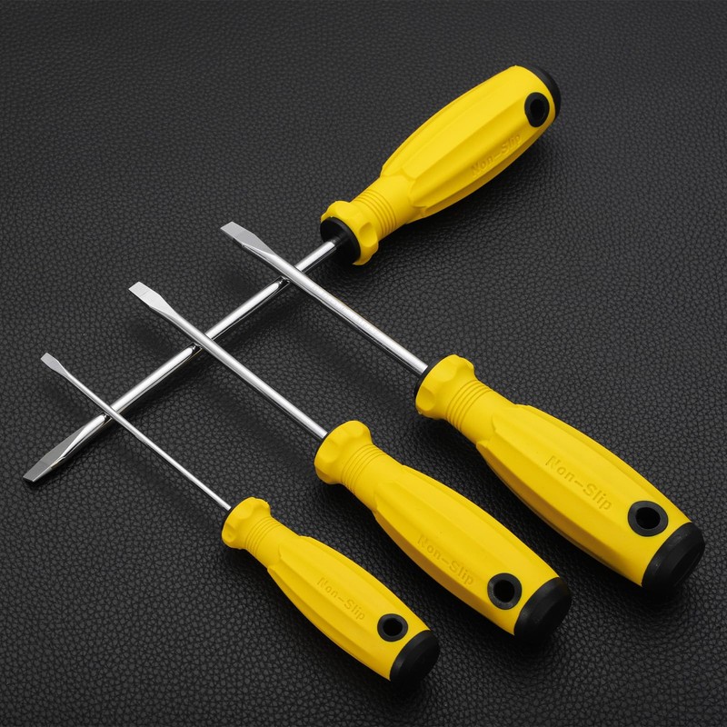 sourcing map 2pcs SL6 Flat Head Screwdriver 9.4" Magnetic Slotted