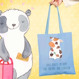 Mr. & Mrs. Panda Cow Tote Bag, Gift, Milk, Farmer, Shopping Bag, Shoulder Bag, Farmer, Fabric Bag, Farm, Dreams, Fluff, Yard Animals, Bag, Jute Bag, blue, Hand Drawn