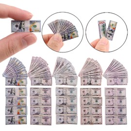 5 Styles 500 Pieces Miniature Money Mini Money Model for 1/6 Scale Doll Accessories,Miniture Dollhouse Scene,Mini Props Tiny Money Five Dollar Bills for Figure Accessories,Tiny Collectibles (Set B)