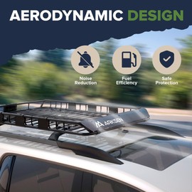 ARKSEN 54 x 39 x 5 Inch Upgrade Universal Roof Rack with Cargo Net, 2 Ratchet Straps,250Lbs Capacity Heavy Duty Rooftop Cargo Carrier with Extension for Car, SUV & Pickup