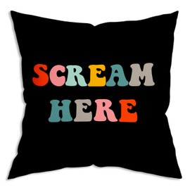 ZNGFON Scream Here funny weird decor Throw Pillow Covers 18x18，funky Throw Pillow Covers colorful office decor（colorful）