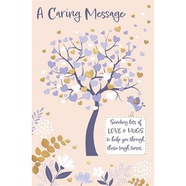 A Caring Message Card, Sympathy Thinking of You, Love & Hugs, Tree of Hearts Design, Made in the UK