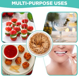 Invero® 600 x Pack of Party Bamboo Wooden Cocktail Sticks Toothpicks Tooth Picks for Desserts Parties, Office, Home, & Dental Hygiene | Eco Friendly and Odor Free