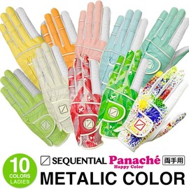 SEQUENTIAL (Golf Gloves) PANACHE Metallic Color Gloves for Both Hands Ladies ‎SQGS-L003W SplashWhite ML (7.9 - 8.3 inches (20 - 21 cm)
