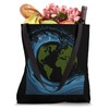Earth Waves Surrounding Planet Globe Design Tote Bag