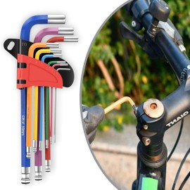 IMATRIX 9 PCS Allen Key Set,Metric Hex Key Set Long Arm Ball End Multicolour Coding,Sizes 1.5-10mm,Allen Wrench Universal Set for Furniture Assembly,Bike,Motorcycle Maintenance,Household DIY