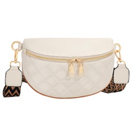 LEACOOLKEY Small Crossbody Sling Bag for Women Fanny Packs Anti-Theft Sling Purse Faux Leather Women's Chest Bag for Travel