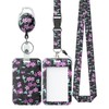 Pawfly Floral Sliding Badge Holder Purple Flower Plastic Case with