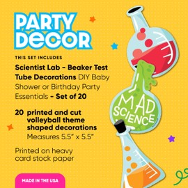 Big Dot of Happiness Scientist Lab - Beaker Test Tube Decorations DIY Baby Shower or Birthday Party Essentials - Set of 20