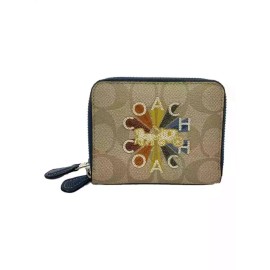 COACH Rainbow double zip around wallet F76754 light khaki denim NWT LQQK