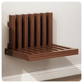 OLizee® Wall-Mounted Folding Stool Shower Seat Bench Entryway Stool Chair Wood Porch Chair Solid Invisible Shoe Changing Stool for Kids Adults Maximum Load 150lb Walnut Color