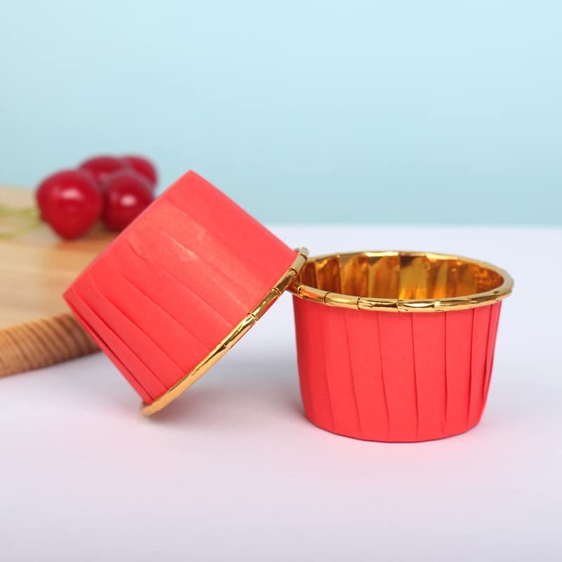 100 Pack Cupcake Liners with Lids 3.5 Oz Foil Baking