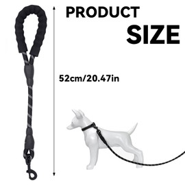 One Piece Soft Padded Short Dog Leash Non-Slip Comfortable Handle Short Dog Ropes Useful Reflective Threads Dog Leash for Small Medium Large Dogs