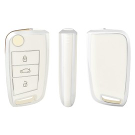 OFFCURVE Key Case Car Key Cover Key Case Protective Cover for VW Volkswagen Golf 7 MK7 Polo T-ROC Seat Leon Cupra Ibiza Toledo Arona Ateca Skoda Octavia Fabia Superb