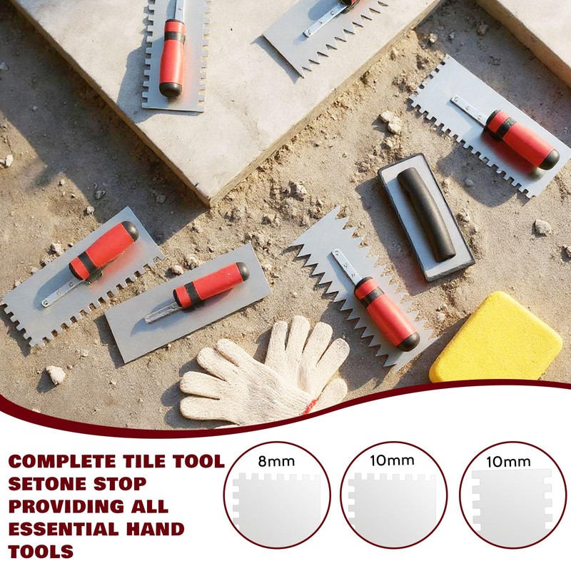 SiliFine 12 Pcs Tile Trowel Tools Set, Include 6 Stainless