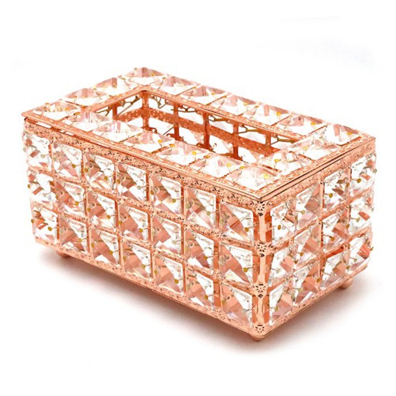 Tissue Dispenser Light Luxury Napkin Storage Box Metal Crystal Glass