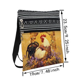 LiuenMgg Floral Rooster Messenger Bag Small Ethnic Pattern Printed Adjustable Strap Crossbody Zipper Bag Floral Rooster Phone Bag Wallet Cute Shoulder Handbag for Women Friends -1
