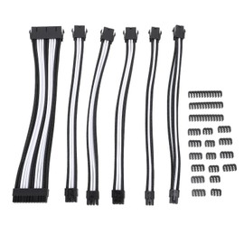 6PCS PC Extension Cable Set 30cm 24 Pin Motherboard Extension Cord 4+4Pin CPU Extension Cord 6+2Pin 6Pin Graphics Extension Cord