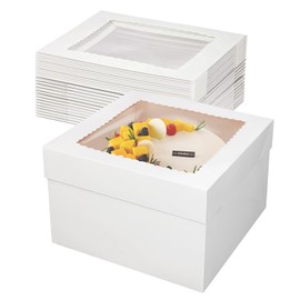 Septo Cake Boxes,12x12x8 Inches 10pc White Bakery Boxes Cake Boxes with Window Cake Container Large Square Baking Boxes