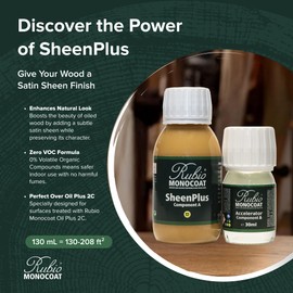 Rubio Monocoat SheenPlus 208 ft² | 0% VOC Satin Look Sheen Enhancer & Wood Finish for Interior Surfaces, Furniture, Floors, Countertops & Tables Finished with Oil Plus 2C | 130 ml