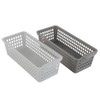 Dynko 6 pack Slim Plastic Storage Baskets, Grey and Clear