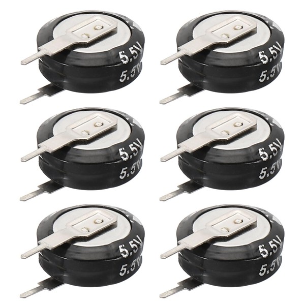 PATIKIL 6 Pcs 5.5V Super Capacitors, 0.47F V-Shaped Button Capacitor