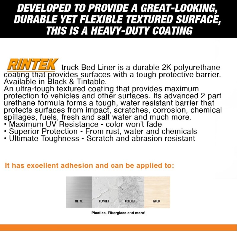 Rintek Urethane Spray-On Truck Bed Liner Kit – Durable Textured