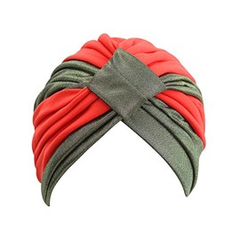 Luxury Divas Black & Gold Fashion Turban Head Wrap For Women Red