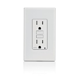 Leviton 15 Amp Tamper Resistant AFCI Receptacle Outlet with Test Reset Button White