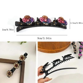 Pack of 8 Double Layer Hair Clips Rhinestone Hair Clip Elegant Hair Styling Clips Braided Hair Clips Hair Clips with Sparkling Crystal Stones with 3 Mini Clips for Women, Girls