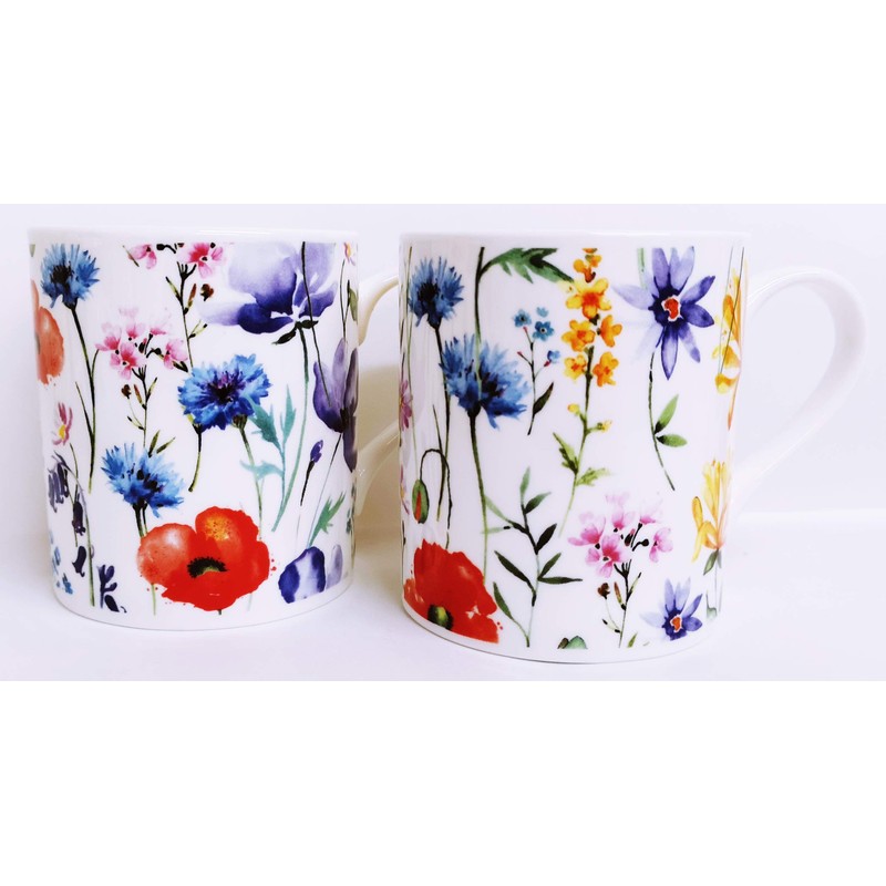 Wildflowers Meadow Mugs Set 2 Balmoral Fine Bone China Multi