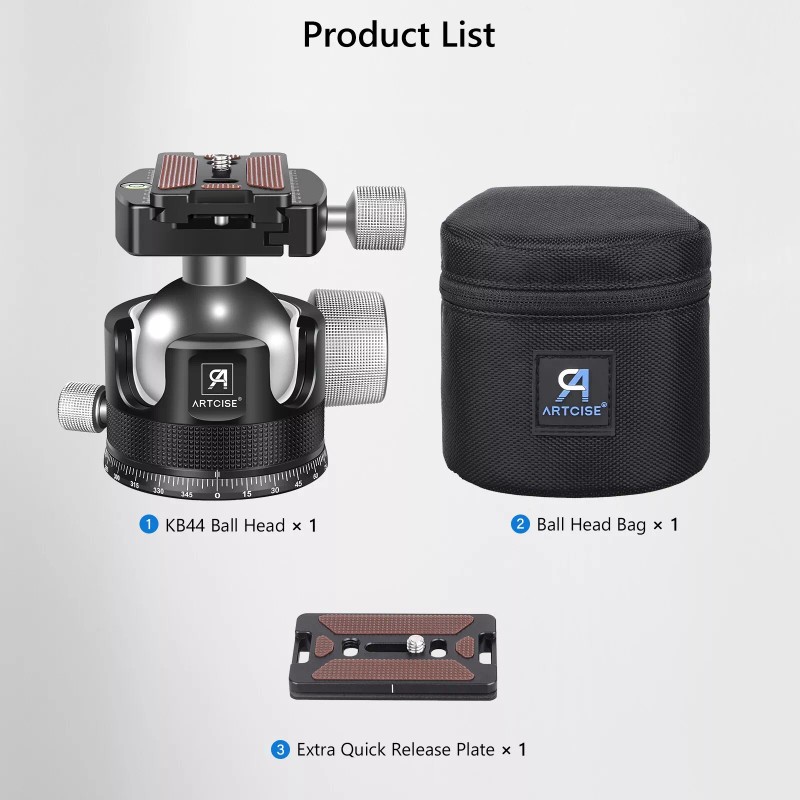 ARTCISE 44mm Low Profile Ball Head All Metal CNC Tripod