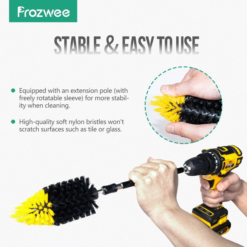 Prozwee 2PACK Tile Corner Drill Brush,Upgraded Powerful Scrubber Brush Made