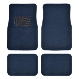 BDK Classic Carpet Floor Mats for Car & Auto - Universal Fit -Front & Rear with Heelpad (Blue) - MT-100-BL