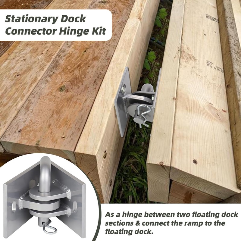 Stationary Dock Connector Hinge Kit,Floating Dock Hinges Hardware Brackets,Heavy-Duty Boat