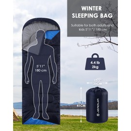 Sleeping Bags for Adults Cold Weather - 20 Degree Big&Tall Size Backpacking Lightweight Waterproof for Girls Boys Mens Teen Women for Camping Hiking Outdoor Travel Hunting with Compression Bags