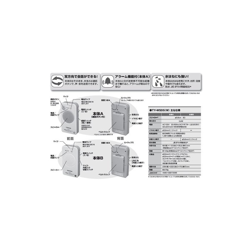 東芝 ワイヤレスモニターシステム TY-WSD5(W)