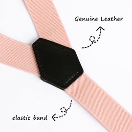 Alizeal 1 inch Suspender and Bow Tie Set with Fedora Hat for Kids (Peach)