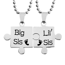 Comelyjewel Jigsaw Shape Bff Lettering Stainless Steel Necklace Pendant Set