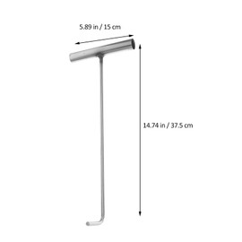 TEHAUX Manhole Cover Hook 14.76 Inch Stainless Steel T-Shape Lifting Tool Heavy Duty Pull Handle for Opening and Lifting Manhole Covers