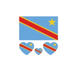 ZPDNURZL 10 Sheets Congo Blue Flag Tattoos Stickers 40 Pcs Waterproof Sweat Sports National Flag Removable Fake Tattoos