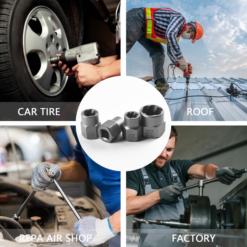 Bolt Extractor Set, 14Pcs 3/8'' Drive Impact Bolt and Nut