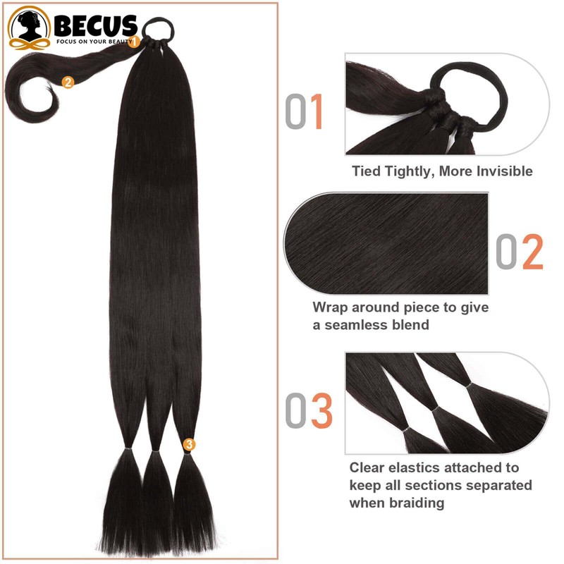 BECUS Braided Ponytail Extension,Mebeli Braid Extensions Long Braided Ponytail Extension